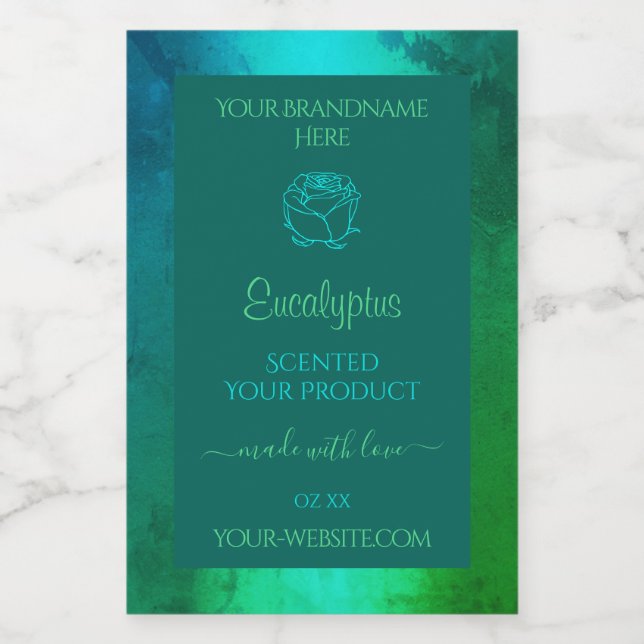 Shimmery Teal Green Pattern Product Labels Floral (Single Label)