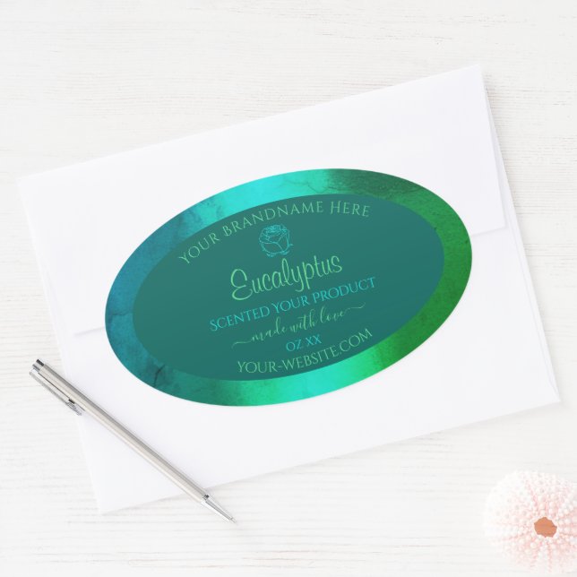 Shimmery Teal Green Pattern Product Labels Floral (Envelope)