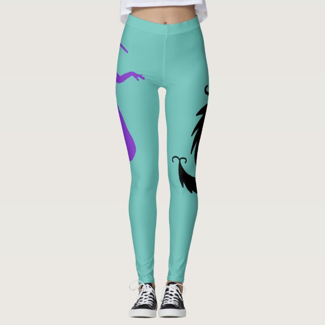 Shimmy Siren Dragons Leggings Teal (Front)