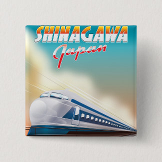 Shinagawa Japan travel poster. 2 Inch Square Button