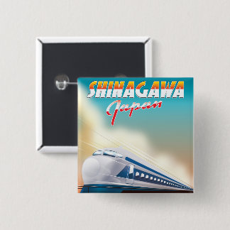 Shinagawa Japan travel poster. 2 Inch Square Button