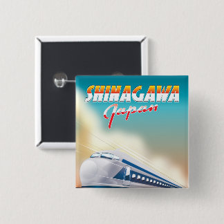 Shinagawa Japan travel poster. 2 Inch Square Button