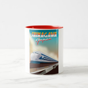 Shinagawa Japan travel poster. Two-Tone Coffee Mug