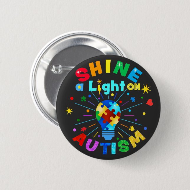 SHINE a Light on AUTISM 2 Inch Round Button (Front & Back)