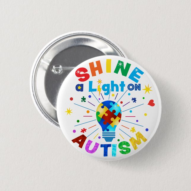 SHINE a Light on AUTISM 2 Inch Round Button (Front & Back)