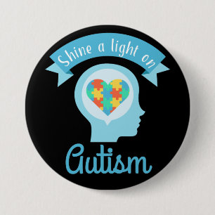 Shine a Light on Autism, Awareness 3 Inch Round Button