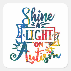 Shine a Light on Autism Awareness Rainbow Square Sticker