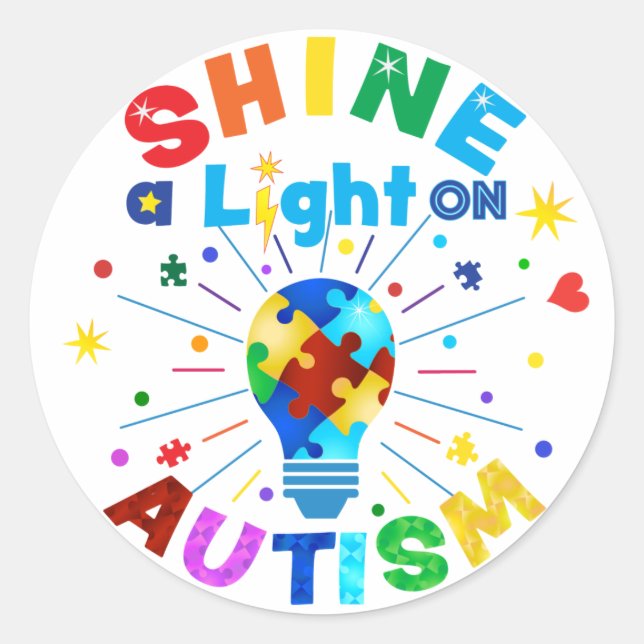 SHINE a Light on AUTISM Classic Round Sticker (Front)