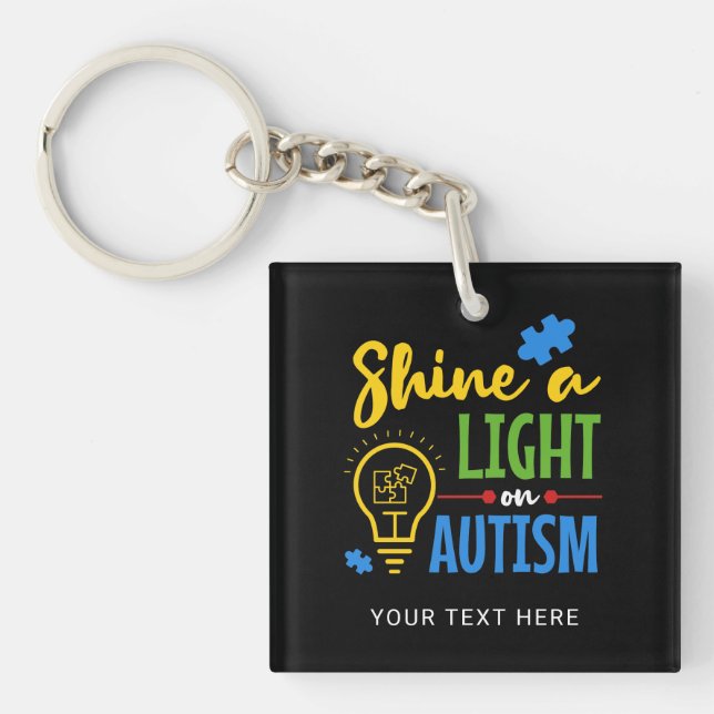 Shine A Light On Autism Custom Team Name Keychain (Front)