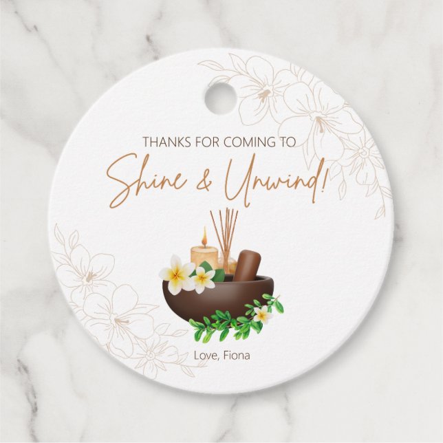 Shine and Unwind Spa Party Favour Tag (Front)