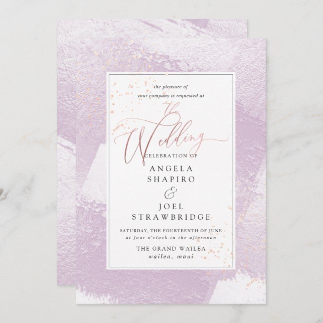Shine, Blush Lilac Watercolor+Faux Metallic Invitation (Front/Back)