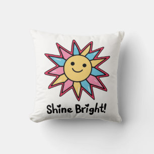 Shine Bright: A Colorful Sun Design Throw Pillow