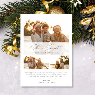 Shine Bright Christmas   Tropical 3 Photo Family Holiday Card