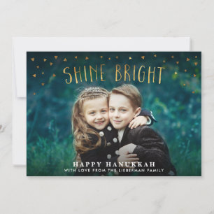 Shine Bright Faux Gold Foil Hanukkah Photo Card