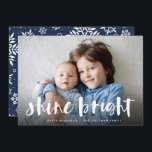 Shine Bright | Full Photo Hanukkah Holiday Card<br><div class="desc">Festive Hanukkah photo card features your favourite horizontal or landscape oriented photo in full bleed,  with "shine bright" overlaid in white hand lettered brush typography. Personalize the front of the card with your names and short holiday message.</div>