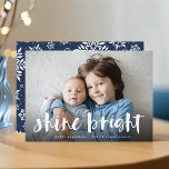 Shine Bright | Full Photo Hanukkah Holiday Card<br><div class="desc">Festive Hanukkah photo card features your favourite horizontal or landscape oriented photo in full bleed,  with "shine bright" overlaid in white hand lettered brush typography. Personalize the front of the card with your names and short holiday message.</div>