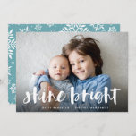 Shine Bright | Full Photo Hanukkah Holiday Card<br><div class="desc">Festive Hanukkah photo card features your favourite horizontal or landscape oriented photo in full bleed,  with "shine bright" overlaid in white hand lettered brush typography. Personalize the front of the card with your names and short holiday message.</div>