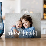 Shine Bright | Full Photo Hanukkah Silver Foil Holiday Card<br><div class="desc">Festive Hanukkah photo card features your favourite horizontal or landscape oriented photo in full bleed,  with "shine bright" overlaid in silver foil hand lettered brush typography. Personalize the front of the card with your names and short holiday message.</div>