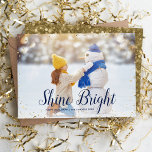 Shine Bright | Glitz Faux Glitter Photo Overlay Holiday Card<br><div class="desc">Affordable custom printed holiday photo cards with simple templates for customization. This chic modern design has a faux glitter confetti border and stylish calligraphy text. The wording says "Shine Bright - Happy Hanukkah". Personalize it with your photos and add your family name and the year. Reverse side has a faux...</div>