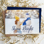 Shine Bright | Glitz Faux Glitter Photo Overlay Holiday Card<br><div class="desc">Affordable custom printed holiday photo cards with simple templates for customization. This chic modern design has a faux glitter confetti border and stylish calligraphy text. The wording says "Shine Bright - Happy Hanukkah". Personalize it with your photos and add your family name and the year. Reverse side has space for...</div>