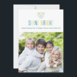 Shine Bright Hanukkah Photo Card<br><div class="desc">This clean,  modern Hanukkah photo card features a "Shine Bright" sentiment and places for your custom holiday message and personalized photo.</div>