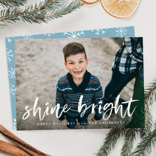 Shine Bright Holiday Photo Card in Sky Blue