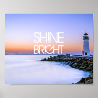 Shine Bright Lighthouse Pastel Sunset Rocky Beach