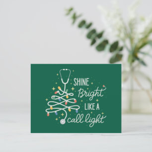 Shine Bright Like A Call Night Nurse Christmas Fun Holiday Postcard