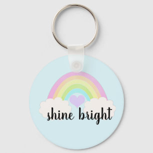 Shine Bright  Pastel Watercolor Rainbow Keychain