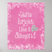 Shine Bright Quote with Silver Sparkle Heart
