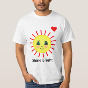 Shine Bright Red Rising Sun Rays with Happy Face T-Shirt