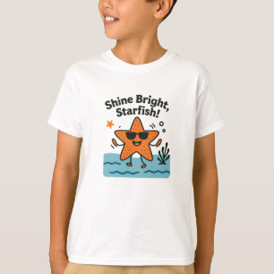 Shine Bright Starfish Cute Orange Beach Design T-Shirt