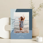 Shine Colorblock | Vertical Photo Hanukkah Holiday Card<br><div class="desc">A chic and elegant Hanukkah card design featuring a single vertical or portrait-oriented photo on a background of organic shapes in soft shades of iced winter blue. "Shine" appears alongside your photo in understated type. Personalize with your family name and custom Hanukkah greeting beneath for the perfect finishing touch to...</div>