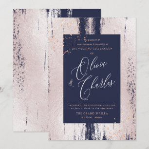 Shine, Faux Metallic Blush Pink Brush Stroke Invitation