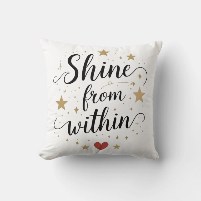 Shine From Within – Celestial Self-Love Quote Throw Pillow (Front)