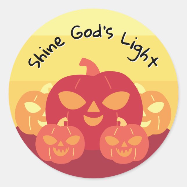 Shine God’s Light Pumpkin  Classic Round Sticker (Front)