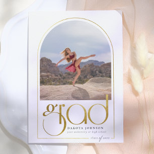 Shine   Gold Arch & Typography 2 Photo Graduation Invitation