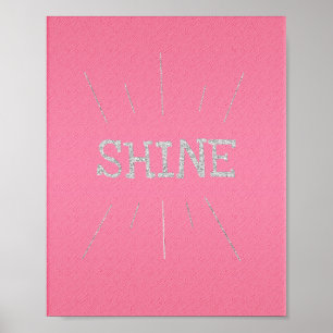 Shine Hot Pink with Silver Glitter Poster