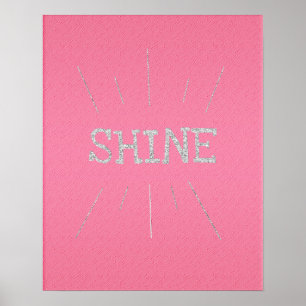 Shine Hot Pink with Silver Glitter Poster