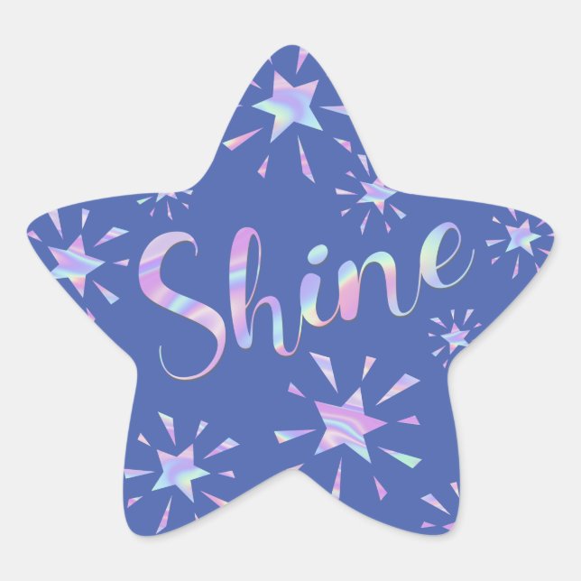 Shine Inspirational Quote with Rainbow Text Star Sticker (Front)