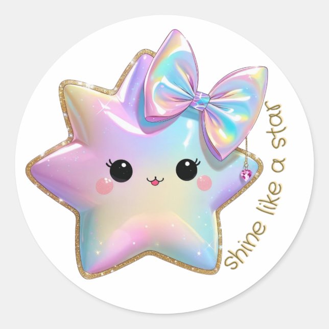 shine like a star classic round sticker (Front)