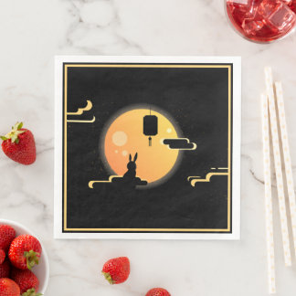 Shine Moon Rabbit- Black Sky Mid-Autumn Festival Napkin