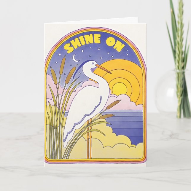 Shine On Heron Letterpress Card (Front)