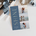 Shine On | Modern 3 Photo Collage Hanukkah Foil Holiday Card<br><div class="desc">A chic and elegant Hanukkah card design featuring three photos aligned at the right in a vertical layout. "Shine" appears alongside your photo in modern gold foil type. Personalize with your family name and custom Hanukkah greeting beneath for the perfect finishing touch to these cool minimalist holiday photo cards.</div>