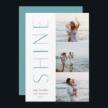 Shine On | Modern 3 Photo Collage Hanukkah Holiday Card<br><div class="desc">A chic and elegant Hanukkah card design featuring three photos aligned at the right in a vertical layout. "Shine" appears alongside your photo in understated,  modern type. Personalize with your family name and custom Hanukkah greeting beneath for the perfect finishing touch to these cool minimalist 2021 photo cards.</div>