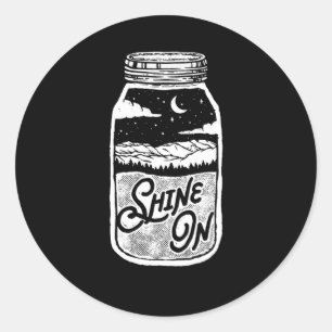 Shine On Moonshine Jar Moon Mountains Classic Round Sticker