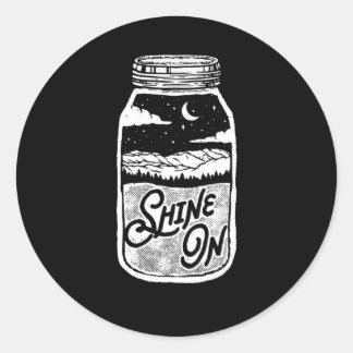 Shine On Moonshine Jar Moon Mountains Classic Round Sticker