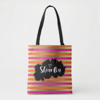 Shine On Pink, Pink & Faux Gold Metallic Stripe