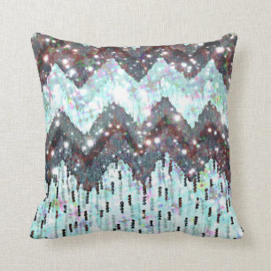 SHINE ON, WINTER LOVE Chevron Black White Stars Throw Pillow