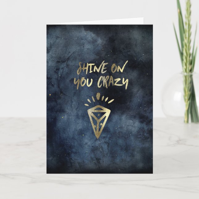 Shine On You Crazy Diamond Quote Gold Typography Card (Front)